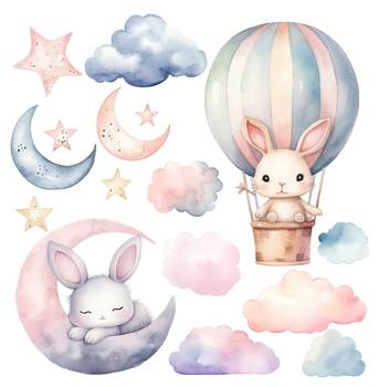 Wandaufkleber Hase Ballon