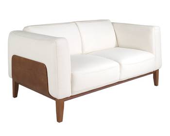 2-Sitzer-Sofa, bezogen mit weißem Leder