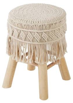 Hocker im Boho-Stil mit Makramee