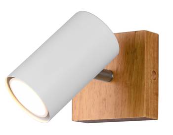LED Wandspot mit Holz, dimmbar, Weiß