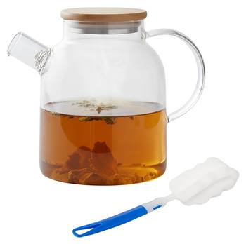 Teekanne Glas mit Bambusdeckel