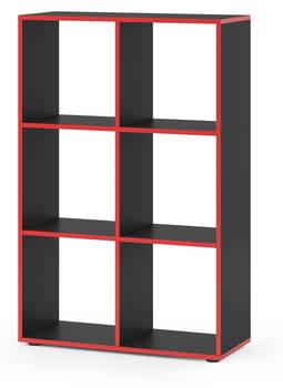 Raumteiler Schwarz/Rot 6 Fächer