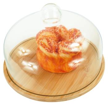 Plateau à gâteaux en bambou et cloche