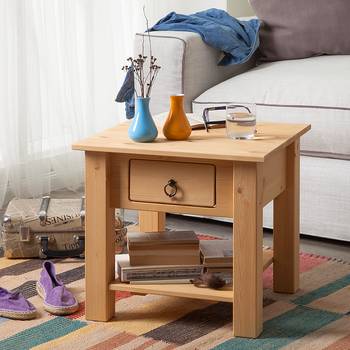 Maison Belfort Couchtisch Valmer I Massivholz Kiefer Landhaus 50x50x45 cm (BxHxT)