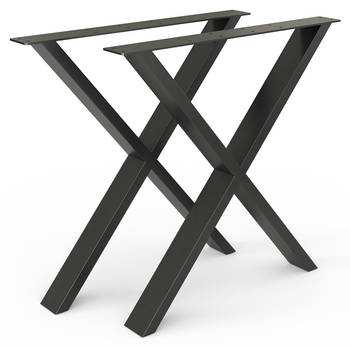 Tischkufen Loft 72cm Schwarz X-Form