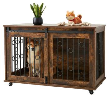 Hundekäfig Möbel mit 2 Türen & Rollen