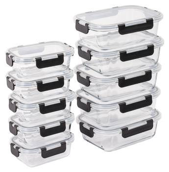 Lot de 10 pots en verre avec couvercles