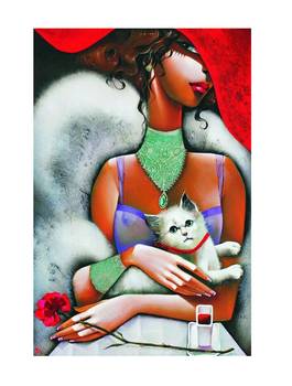 Puzzle Dame mit Katze 1000 Teile