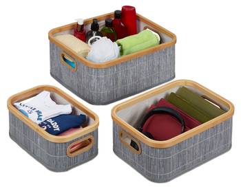 Lot de 3 paniers de rangement gris