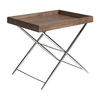 Table d'angle en bois de noyer et acier