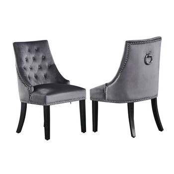 Windsor Velvet Chair 2er-Set, Dunkelgrau
