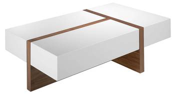 Table basse en bois blanc et noyer