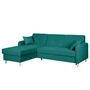 Mørteens Ecksofa Clintwood Türkis Webstoff 222x87x163 cm mit Schlaffunktion und Bettkasten