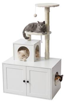 Kratzbaum mit Katzenklo-Schrank