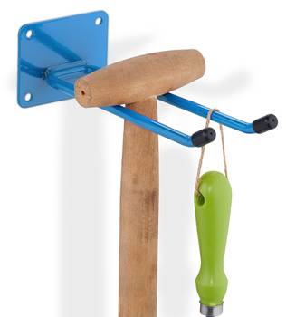 Blauer Gerätehalter aus Stahl