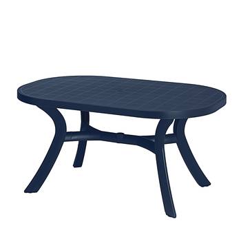 Best Freizeitmöbel Gartentisch Kansas Vollkunststoff Oval 145x72x95 cm (BxHxT) Blau Modern