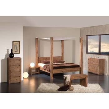 Ars Natura Himmelbett Santa Rosa 140x200 cm Massivholz Akazie/Webstoff Weiß