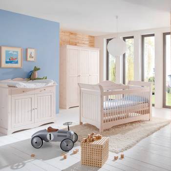 Steens Kleiderschrank Karlotta White Wash 170x202x58 cm (BxHxT) 3-türig Massivholz Kiefer Landhaus