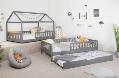 Massives Hausbett Duo mit Zusatzbett