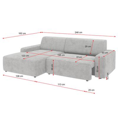 Ecksofa DELMU mit opt. Schlaffunktion