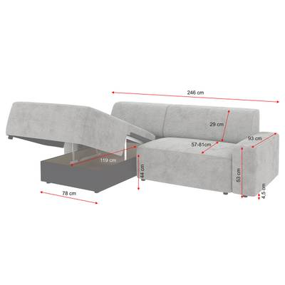 Ecksofa DELMU mit opt. Schlaffunktion