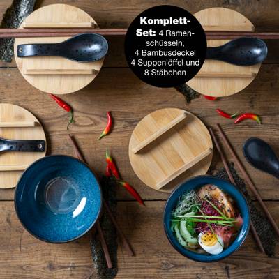 SOLID 4x Ramen Schüssel mit Deckel 600ml