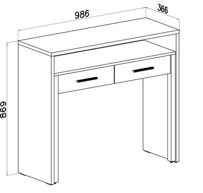 Bureau informatique extensible pour ordinateur, 2 tiroirs, blanc et chêne  clair brossé, Dimensions : 98,6x86,9x36- 70cm
