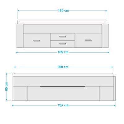 Bettgestell Scala mit 6 Schubladen