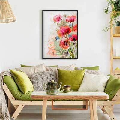 Bild Aquarell Blumen Mohn