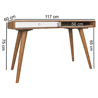 Bureau Design avec tiroir en bois de sheesham massif 117 cm Les