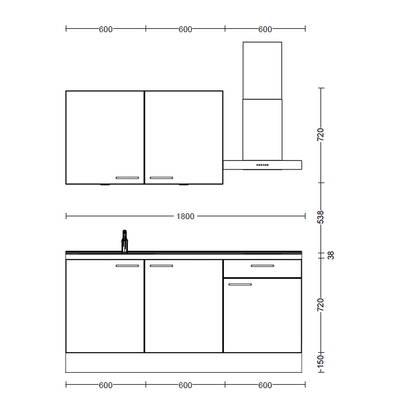 Küchenzeile Low-Line Touch Variante A