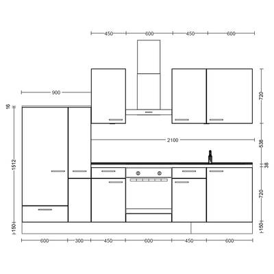 Küchenzeile Low-Line Touch Variante B