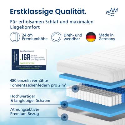 Premium Taschenfederkernmatratze 7-Zonen