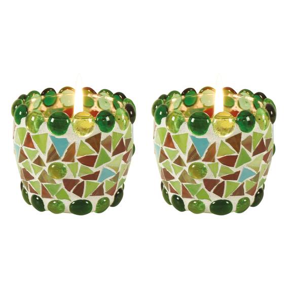 Mosaik-Teelichtschale Piacenza (2er Set) - Keramik / Glas | home24.at
