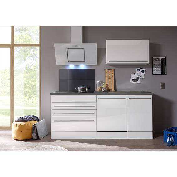 Küchenzeile Pattburg (7-teilig) - Weiß / Dunkelgrau | home24