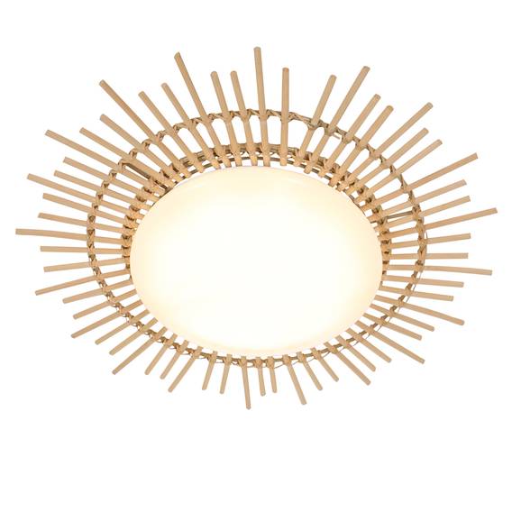 LED-Deckenleuchte Bambus - Glas / Bambus | home24.at