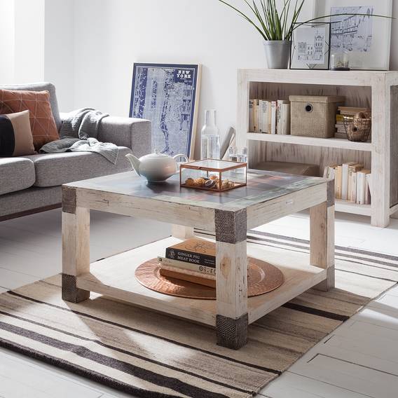 Couchtisch Goa White - Akazie / Mango teilmassiv | home24