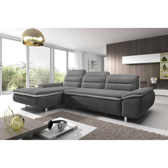 Bodega I GrauWeißLongchair Davorstehend Verstellbar Bay Ecksofa Kopfstütze Links J1lK3TFc