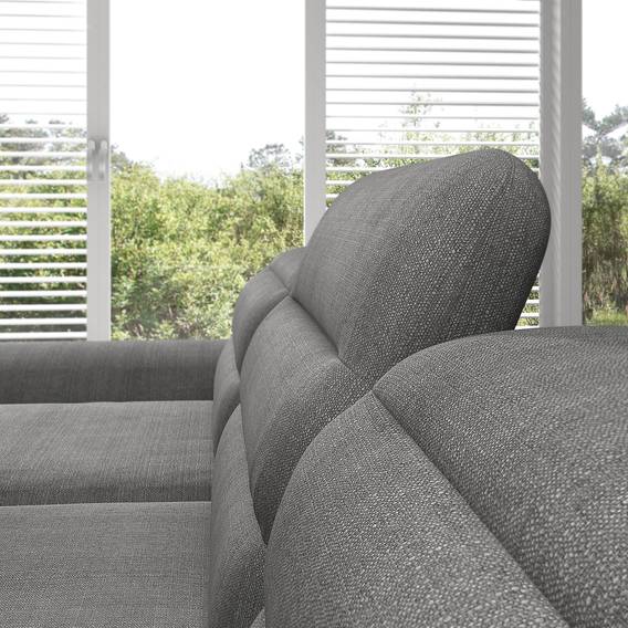 Bodega I GrauWeißLongchair Davorstehend Verstellbar Bay Ecksofa Kopfstütze Links J1lK3TFc