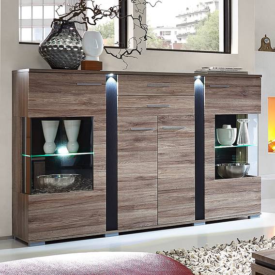 Dunkel DekorSchiefer Highboard CampoinklBeleuchtungEiche CampoinklBeleuchtungEiche Sanremo Highboard qzSUGLMVp