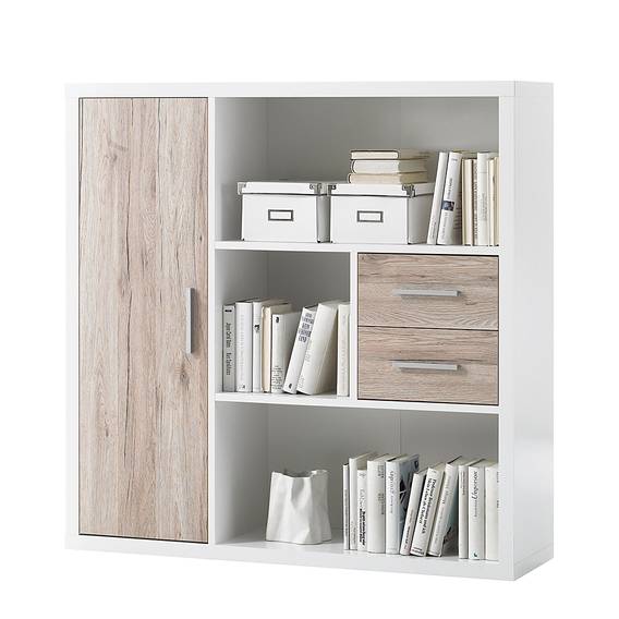 Highboard Nestor - Eiche San Remo Dekor/Hochglanz Weiß ...
