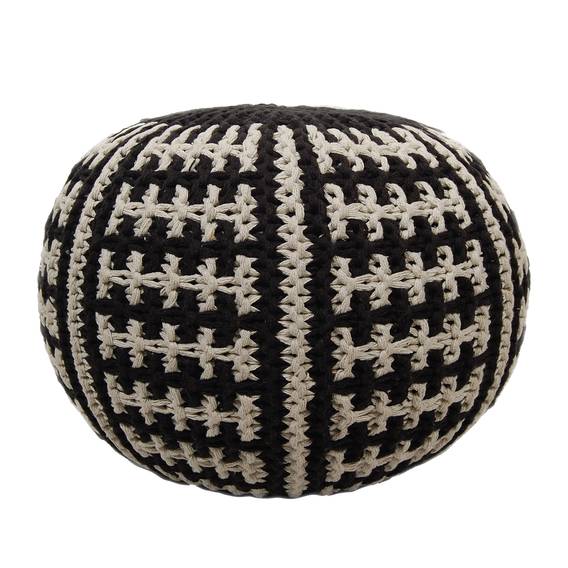 I Pouf Bobble I BaumwollstoffSchwarzCreme Pouf Bobble BaumwollstoffSchwarzCreme KulTF1Jc35