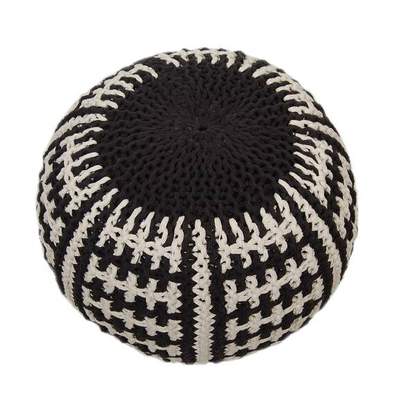 I Pouf Bobble I BaumwollstoffSchwarzCreme Pouf Bobble BaumwollstoffSchwarzCreme KulTF1Jc35