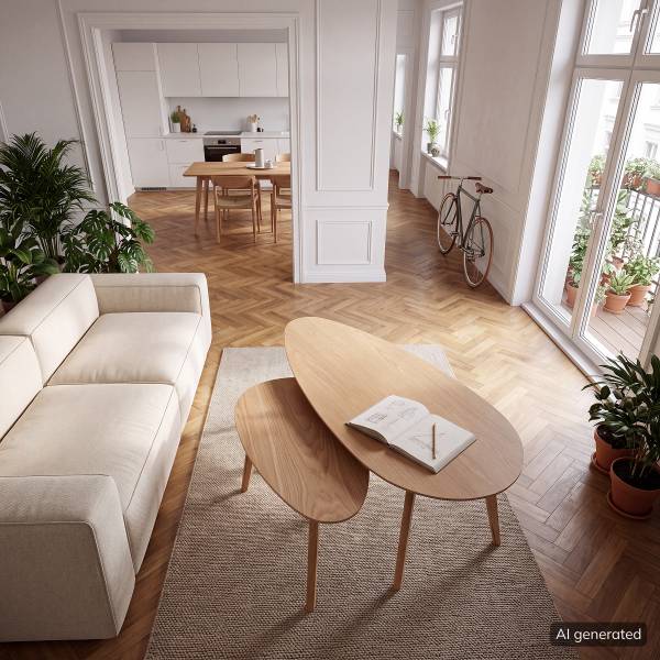 Couchtisch-Set Kazin 2er-Set Eiche teilmassiv - Eiche