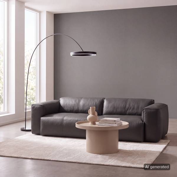Canapé 3 places HUDSON Cuir véritable Neka : Gris