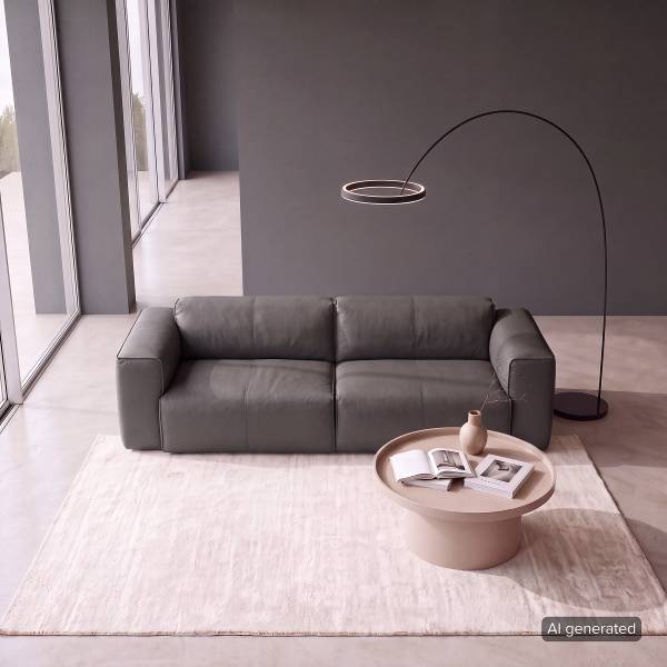 Canapé 3 places HUDSON Cuir véritable Neka : Gris
