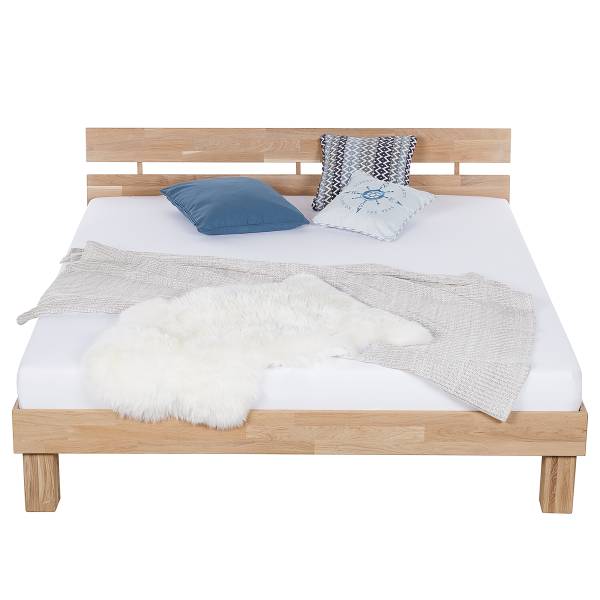 Massivholzbett AresWOOD Eiche Weißöl - 140 x 200cm - Mit Kopfteil