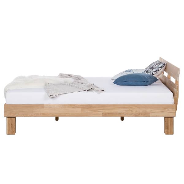 Massivholzbett AresWOOD Eiche Weißöl - 140 x 200cm - Mit Kopfteil