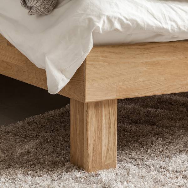 Massivholzbett AresWOOD Eiche Weißöl - 140 x 200cm - Mit Kopfteil