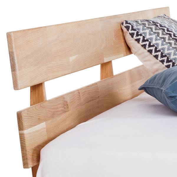 Massivholzbett AresWOOD Eiche Weißöl - 140 x 200cm - Mit Kopfteil